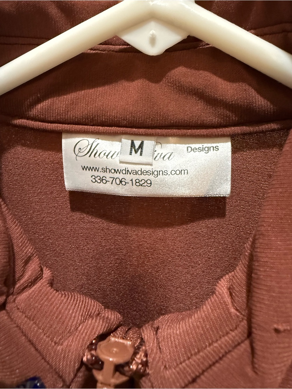 Show Diva Designs Western show stretch shirt Embellished Collar Zip-Front M - Picture 4 of 10